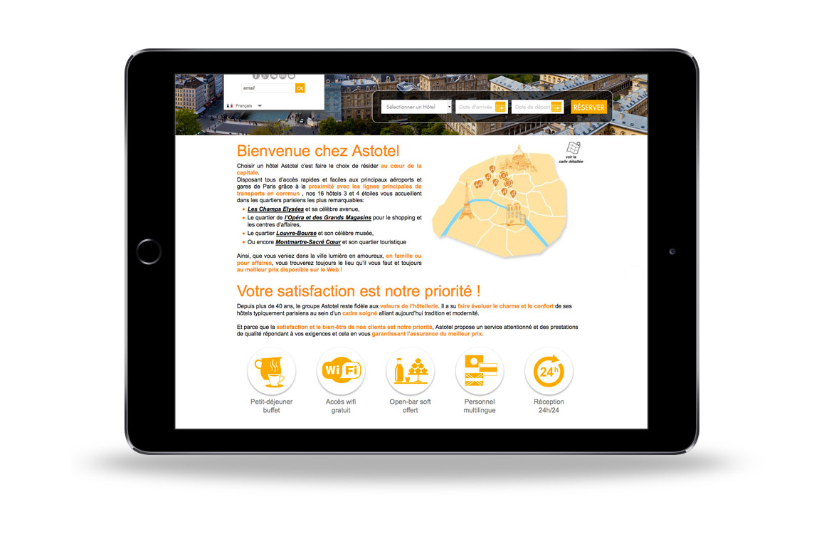 Site Astotel optimisé pour tablette