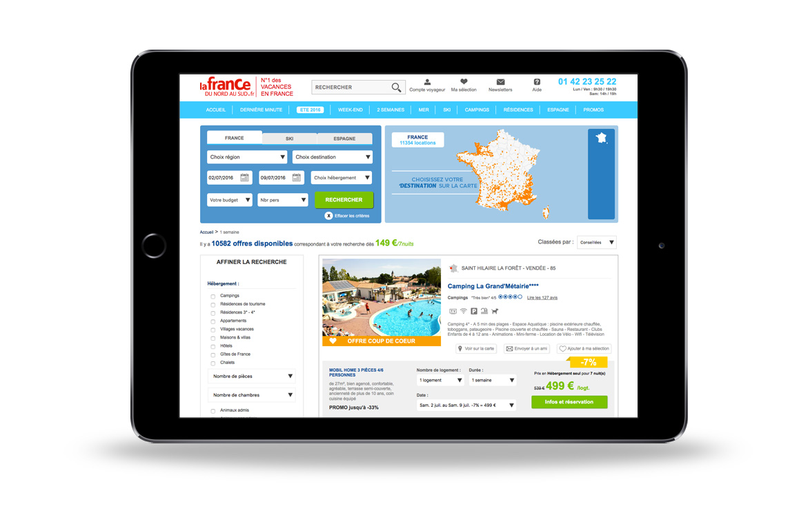 Site La France du Nord au Sud optimisé pour tablette