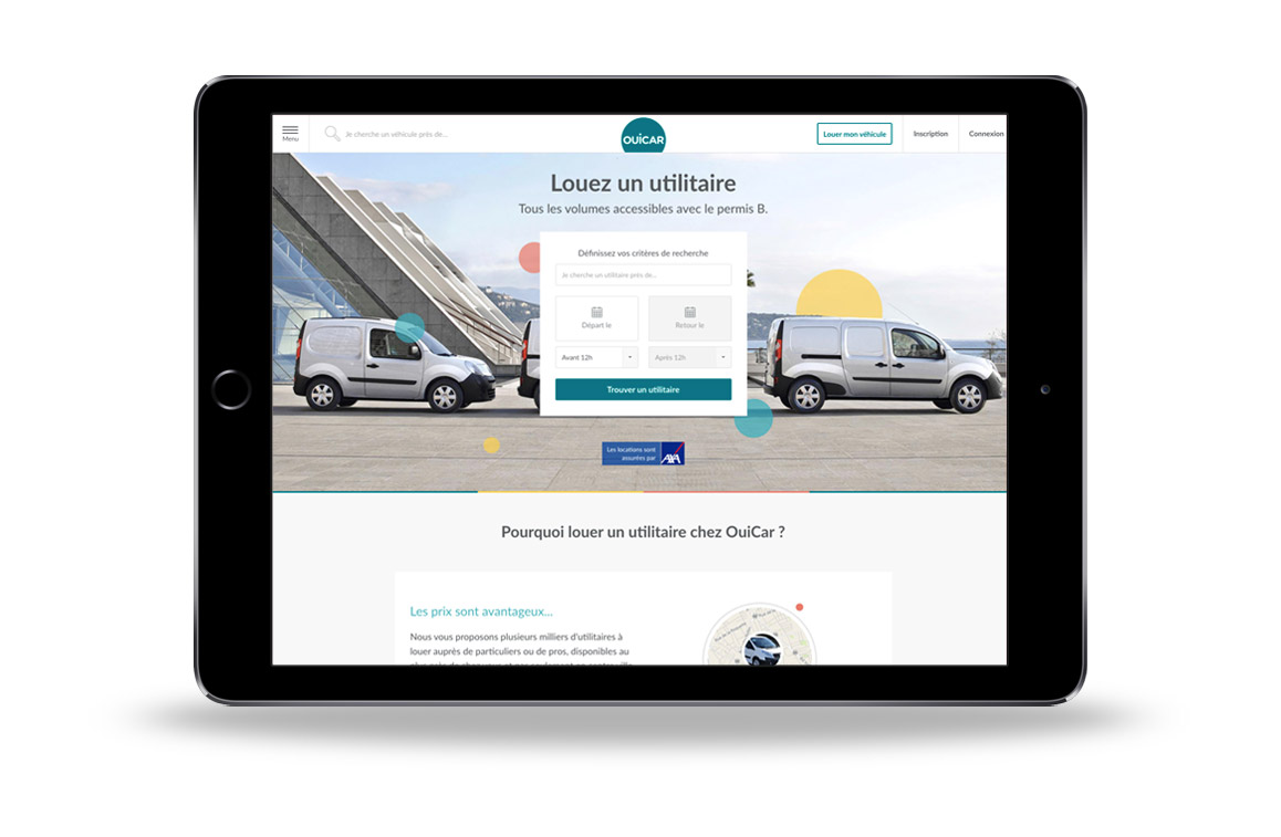 Site OuiCar optimisé pour tablette