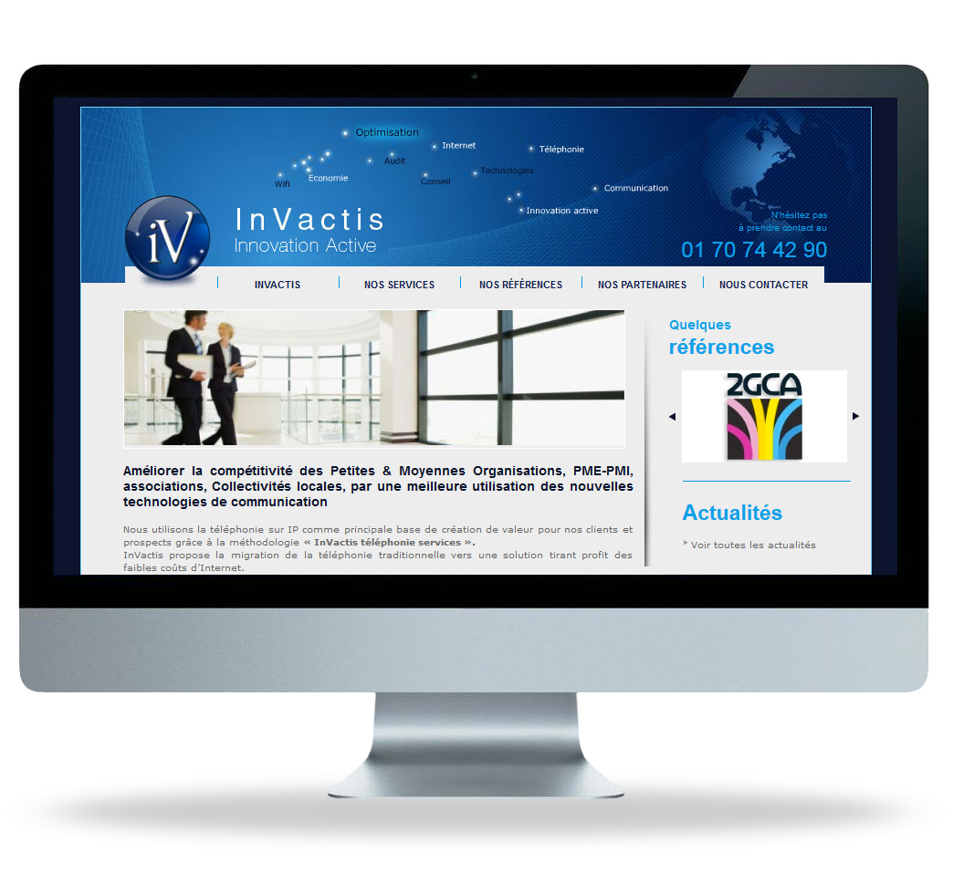 Site Invactis sur ordinateur